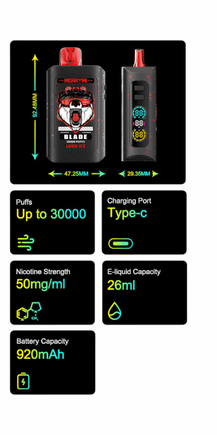 Merrymi Blade 30000 puffs – e-papieros 30K dla wymagających użytkowników - obrazek 6